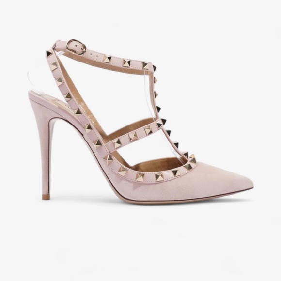 Valentino Garavani Rockstud light Pink Suede Heels size 41 made small - Picture 5 of 15